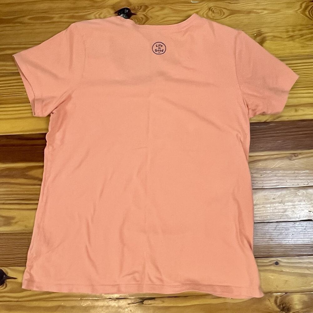 Life Is Good Womens SZ L Crusher T Shirt Coral Flamingo Graphic Beachy Tropical - Picture 16 of 16